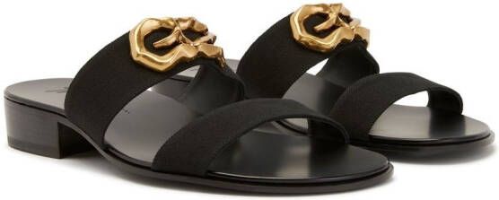 Giuseppe Zanotti Slippers met logoplakkaat Zwart