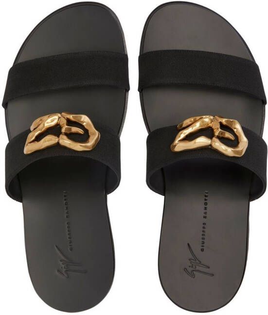 Giuseppe Zanotti Slippers met logoplakkaat Zwart