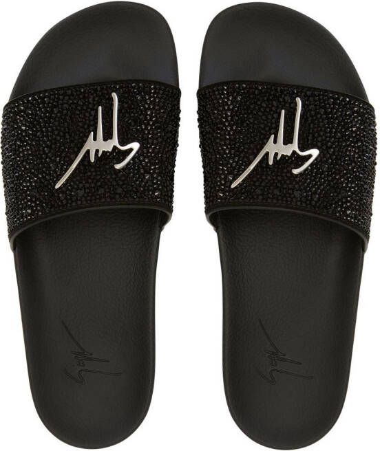 Giuseppe Zanotti Slippers met logoplakkaat Zwart