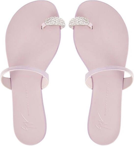 Giuseppe Zanotti Slippers verfraaid met kristal Roze