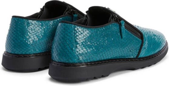 Giuseppe Zanotti Loafers met slangenleer-effect Blauw