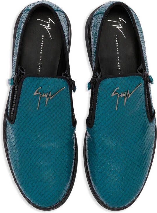 Giuseppe Zanotti Loafers met slangenleer-effect Blauw