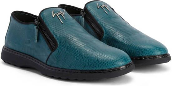 Giuseppe Zanotti Loafers met slangenleer-effect Blauw