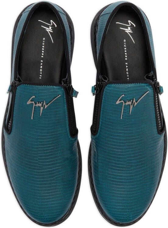 Giuseppe Zanotti Loafers met slangenleer-effect Blauw