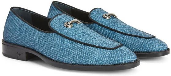 Giuseppe Zanotti Loafers met slangen-effect Blauw