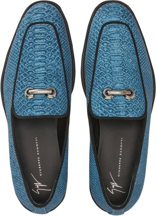 Giuseppe Zanotti Loafers met slangen-effect Blauw