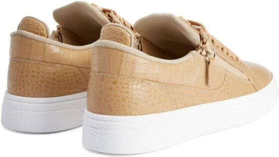 Giuseppe Zanotti Sneakers met krokodillen-reliëf Beige