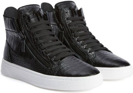 Giuseppe Zanotti Sneakers met krokodillen-reliëf Zwart