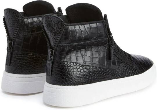 Giuseppe Zanotti Sneakers met krokodillen-reliëf Zwart