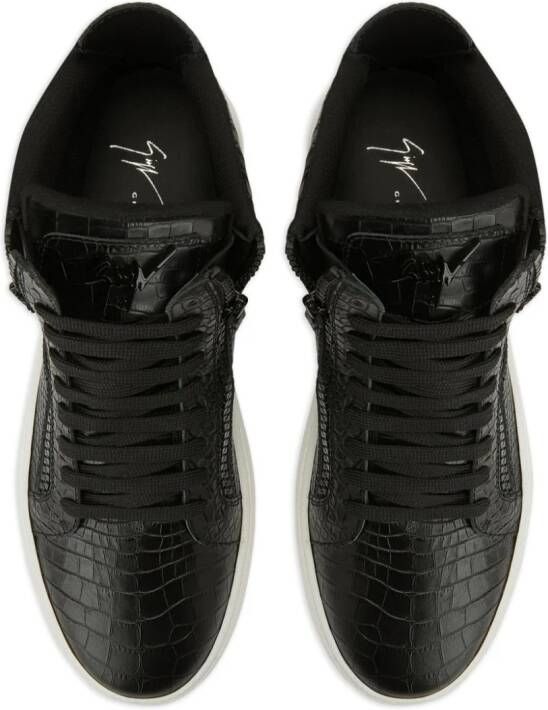 Giuseppe Zanotti Sneakers met krokodillen-reliëf Zwart