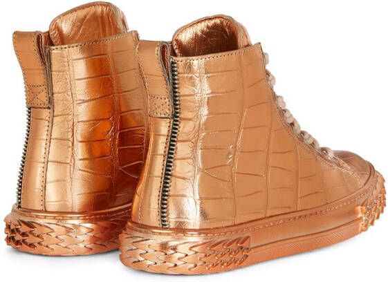 Giuseppe Zanotti Sneakers met krokodillenleer-effect Goud
