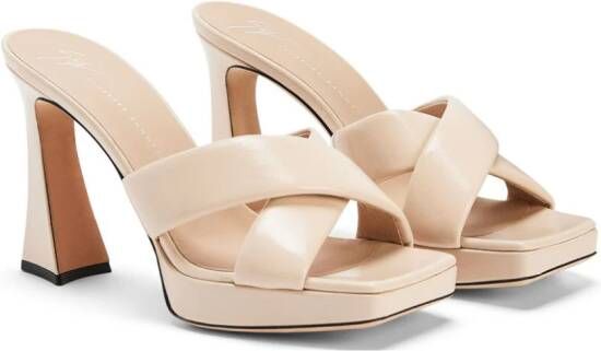 Giuseppe Zanotti Stacee 85mm leren muiltjes Beige