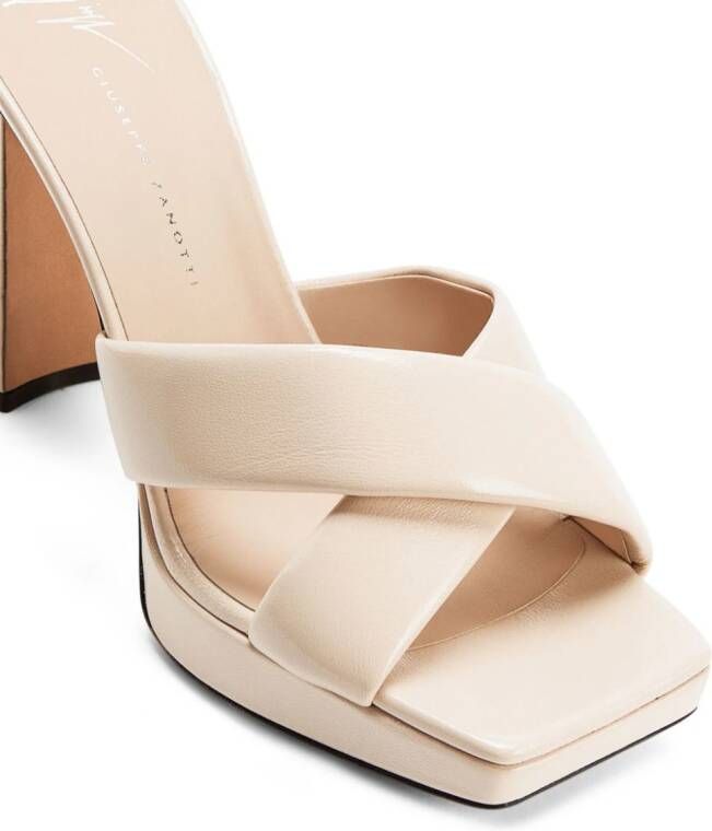 Giuseppe Zanotti Stacee 85mm leren muiltjes Beige