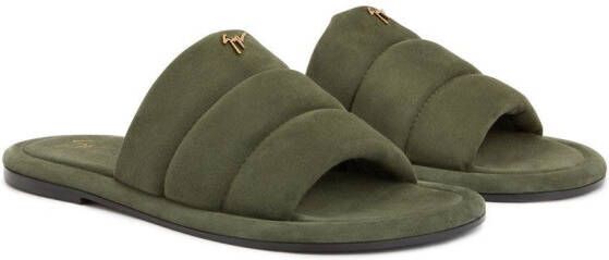 Giuseppe Zanotti Suède slippers Groen