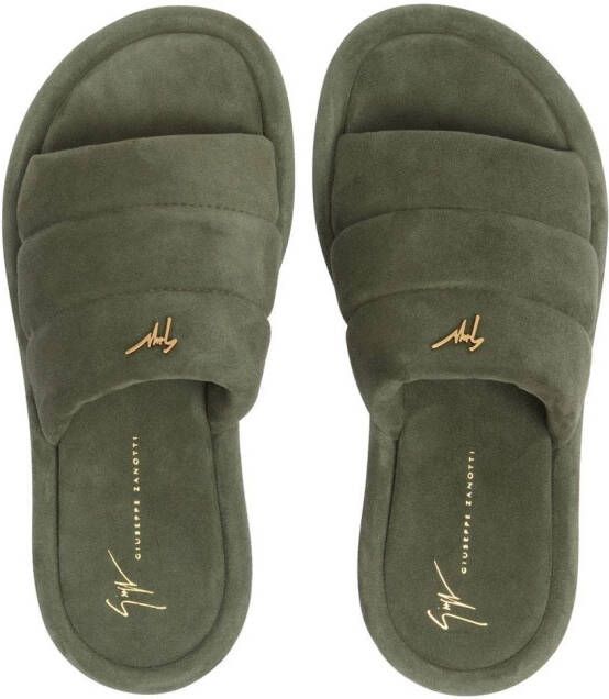 Giuseppe Zanotti Suède slippers Groen