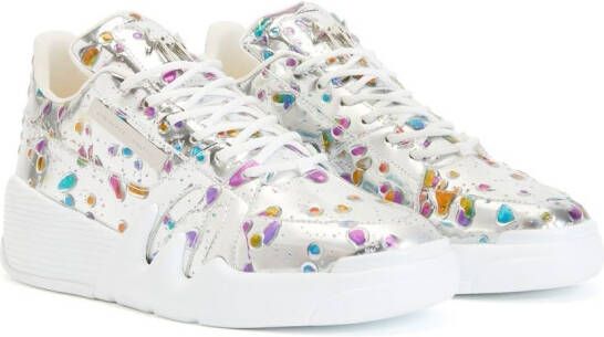 Giuseppe Zanotti Talon sneakers met abstracte print Zilver