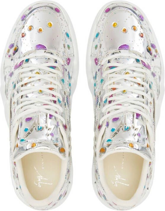 Giuseppe Zanotti Talon sneakers met abstracte print Zilver