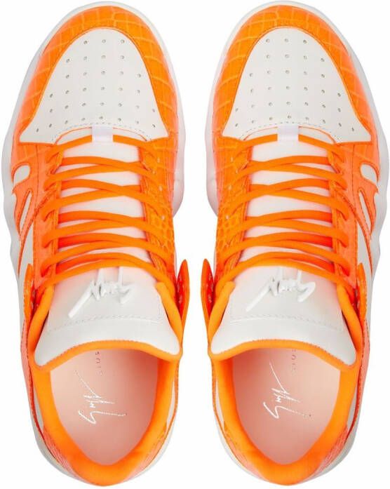 Giuseppe Zanotti Talon sneakers met krokodillenleer-effect Wit