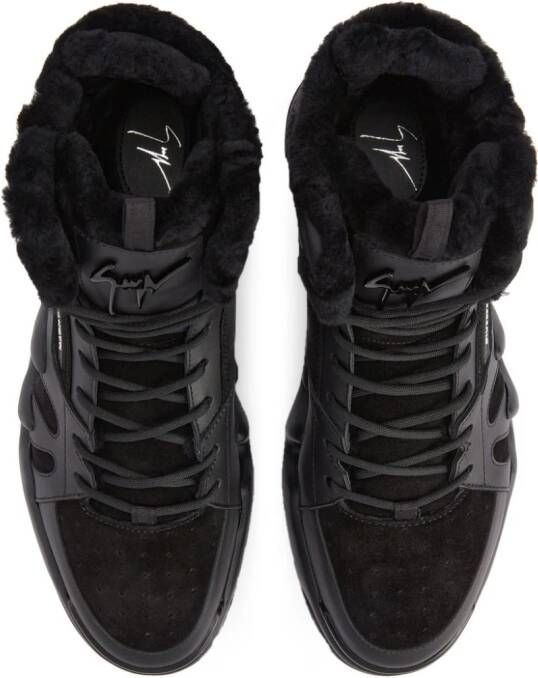 Giuseppe Zanotti Talon Winter leren sneakers Zwart