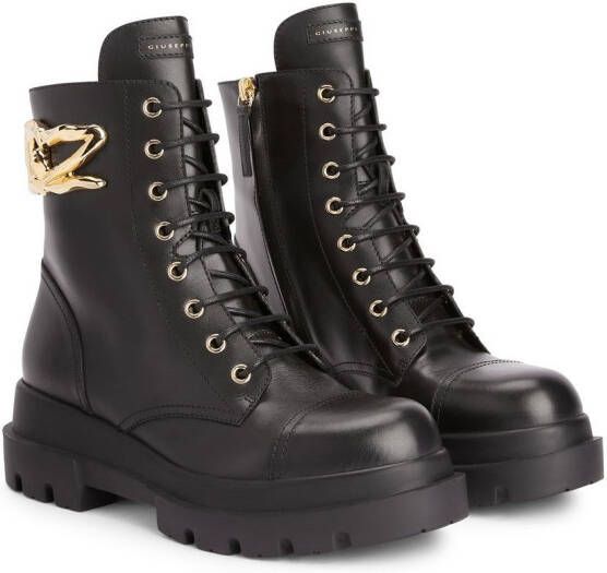 Giuseppe Zanotti Tankie leren enkellaarzen Zwart