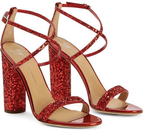 Giuseppe Zanotti Tara sandalen met glitter Rood