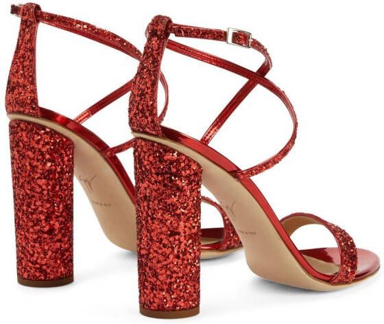 Giuseppe Zanotti Tara sandalen met glitter Rood