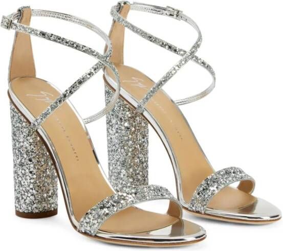 Giuseppe Zanotti Tara sandalen met glitter Zilver