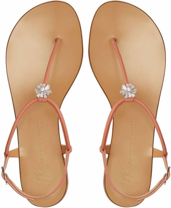 Giuseppe Zanotti Teenslippers met bloemenpatch Roze