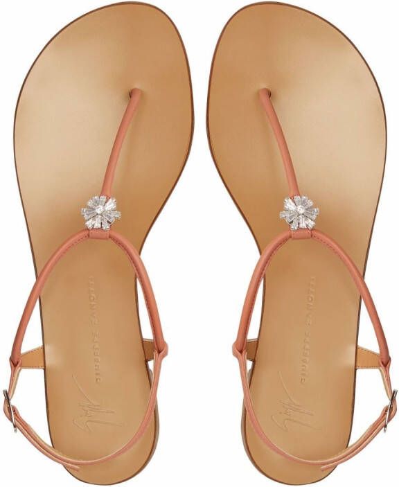 Giuseppe Zanotti Teenslippers met bloemenpatch Roze