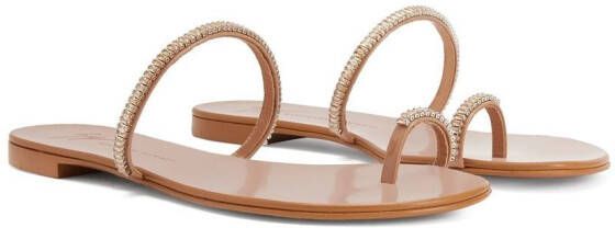 Giuseppe Zanotti Teenslippers met kristal Beige