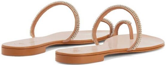 Giuseppe Zanotti Teenslippers met kristal Beige