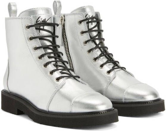 Giuseppe Zanotti Thora laarzen met veters Zilver