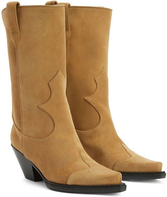 Giuseppe Zanotti Thyra suède cowboylaarzen Bruin