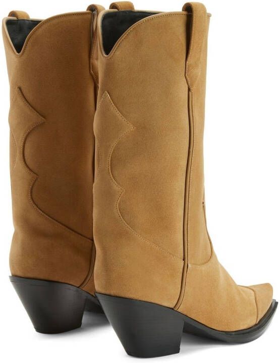 Giuseppe Zanotti Thyra suède cowboylaarzen Bruin