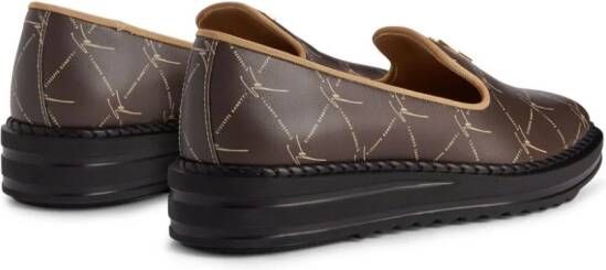 Giuseppe Zanotti Tim leren loafers met logo-reliëf Bruin