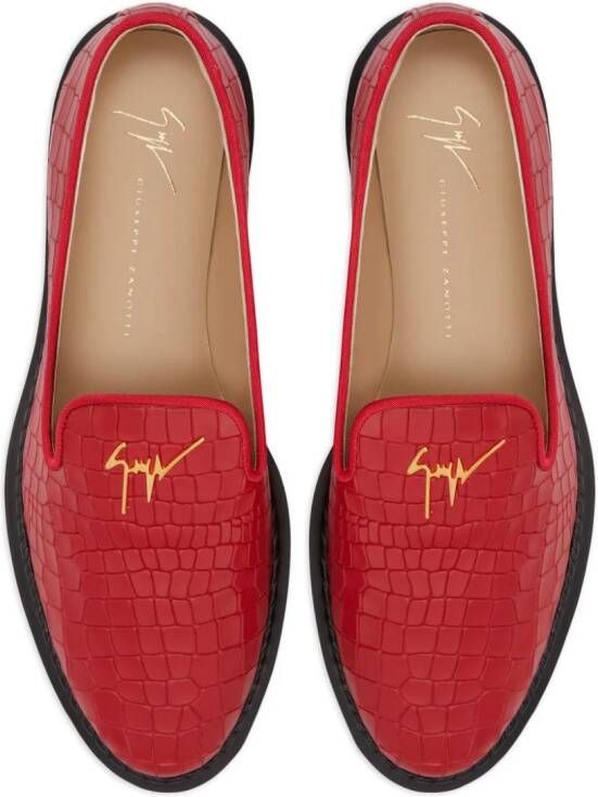 Giuseppe Zanotti Tim leren loafers Rood