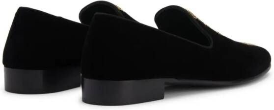 Giuseppe Zanotti Smoking Diamond fluwelen loafers Zwart