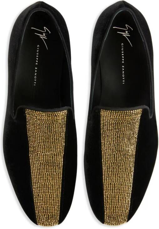 Giuseppe Zanotti Smoking Diamond fluwelen loafers Zwart