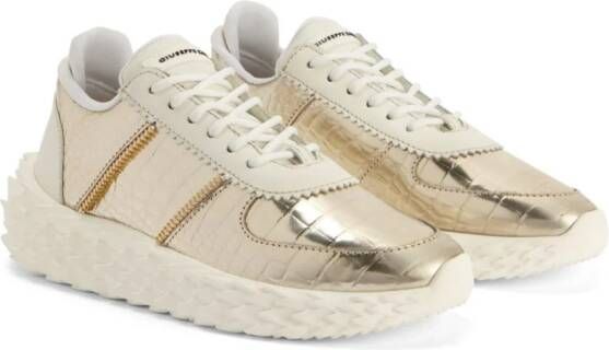 Giuseppe Zanotti Urchin sneakers met krokodillen-reliëf Goud