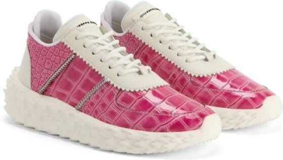 Giuseppe Zanotti Urchin sneakers met krokodillen-reliëf Roze