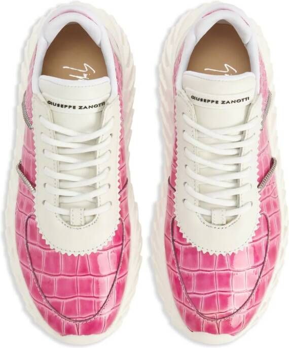 Giuseppe Zanotti Urchin sneakers met krokodillen-reliëf Roze