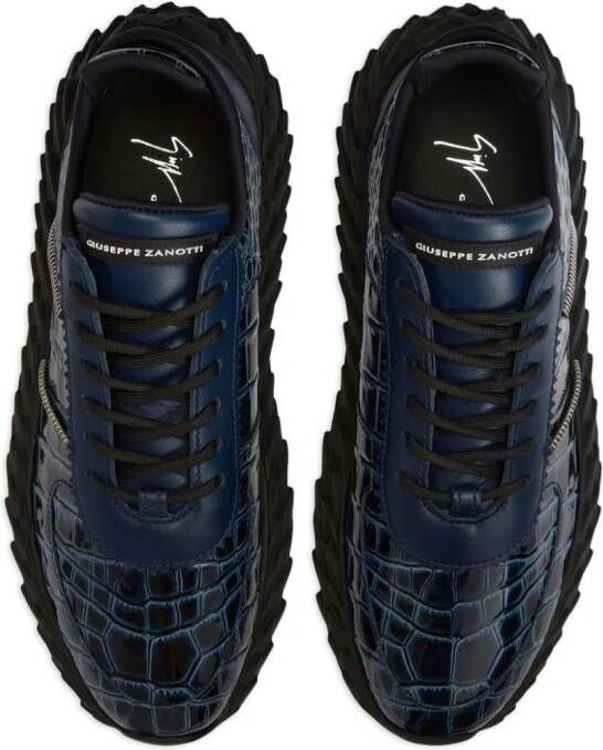 Giuseppe Zanotti Urchin sneakers met krokodillen-reliëf Blauw