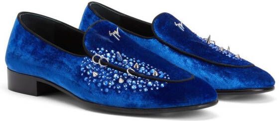 Giuseppe Zanotti Loafers met fluwelen-effect Blauw