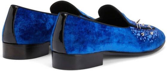 Giuseppe Zanotti Loafers met fluwelen-effect Blauw