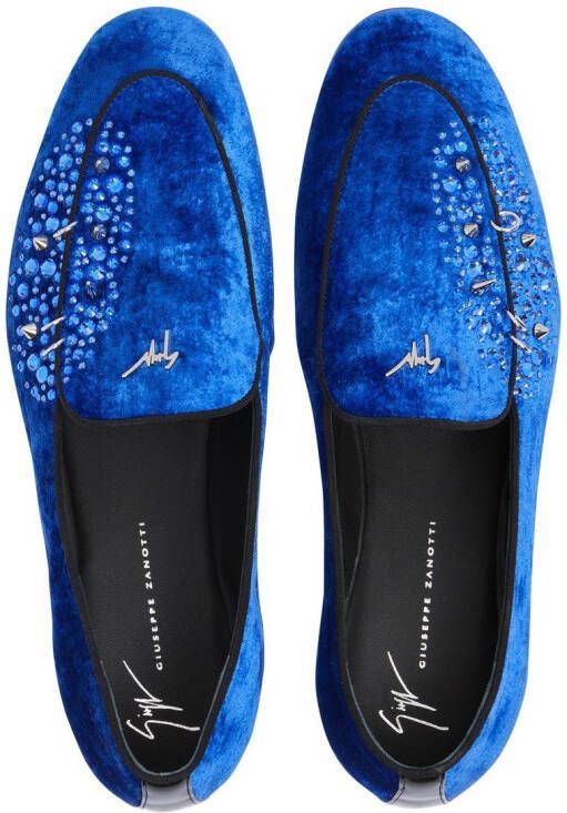 Giuseppe Zanotti Loafers met fluwelen-effect Blauw