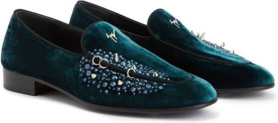 Giuseppe Zanotti Loafers met fluwelen-effect Groen