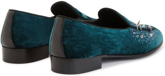 Giuseppe Zanotti Loafers met fluwelen-effect Groen