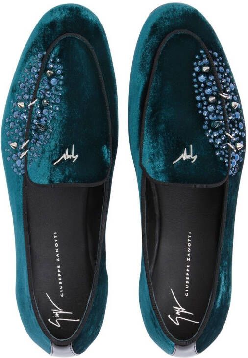 Giuseppe Zanotti Loafers met fluwelen-effect Groen