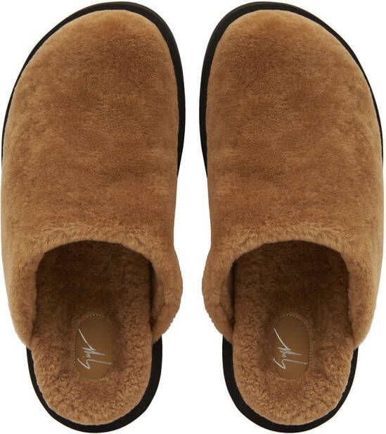Giuseppe Zanotti Wynter lammy slippers Beige