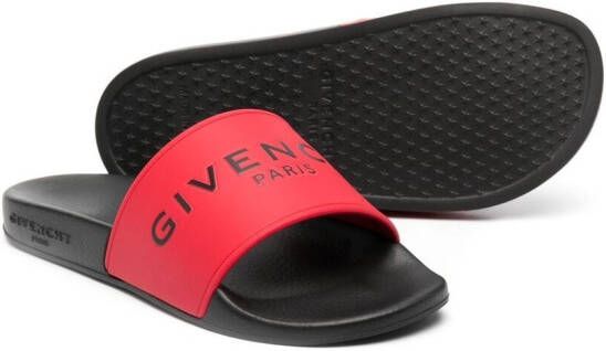 Givenchy Kids Slippers met logoprint Rood